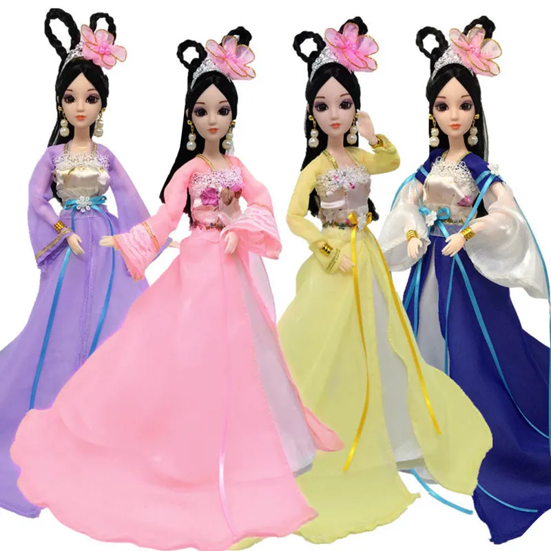 

2018 New Peosonality Chinese Traditional Dress For princess Dolls Ancient Beauty Costume Clothes Party Dress Evening Dresses