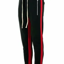 Черного цвета. Уличные новые стильные спортивные штаны на молнии, с двойными полосками, красные и зеленые штаны для бега, двойные полосатые штаны 003