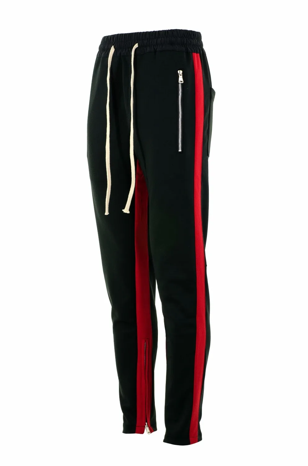 

black . street new style zipper Double Stripped Track Pants red green bottoms jogger pants Double Stripp 003#
