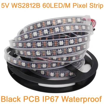 

5m 5V WS2812B 60LED/M Dream Color RGB Pixel LED Strip Black PCB,Built-in WS2811 IC Individually Addressable IP67 Tube Waterproof