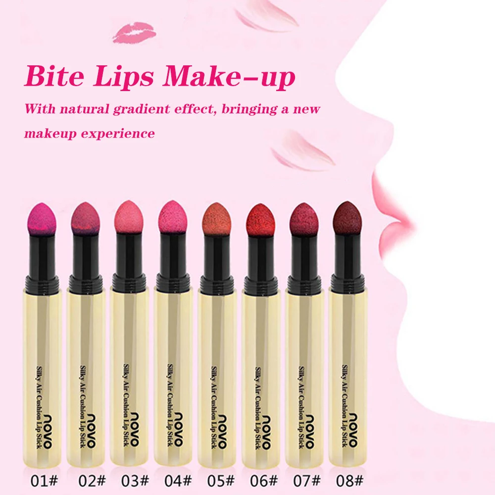 

NOVO Fashion Matte Lipstick Silky Air Cushion Lip Stick Sexy Bitten Lips Marker Waterproof Long-lasting Beauty Makeup Lipstick