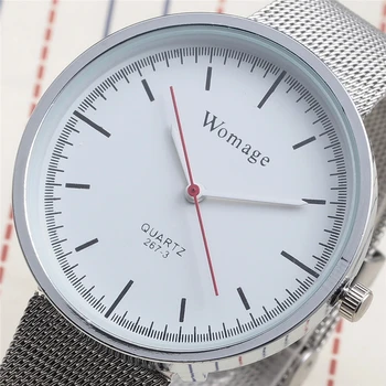 

Famous Simple Black White Mens Quartz Watch Luxury Brand WOMAGE Casual Watches Men Personality Mesh Strap Watch Reloj Mujer