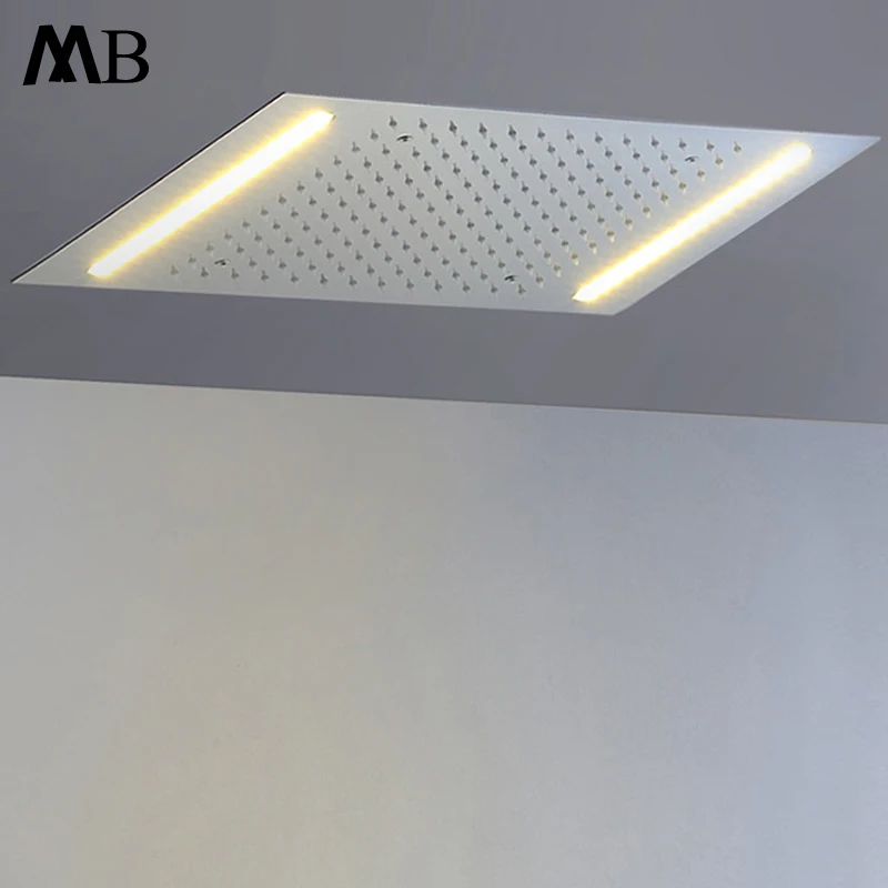 

Bathroom Embedded Ceiling Shower Head 2 Lights Rainfall Shower 304 Stainless Steel Showerhead Polished LED Showers 360*500mm