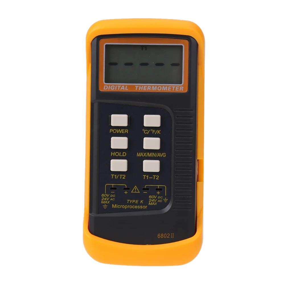 

Dual 2 Probe Sensor Digital Thermometer Thermocouple Metal Accurate Industrial Use Temperature Measuring Tool DT-6802 II