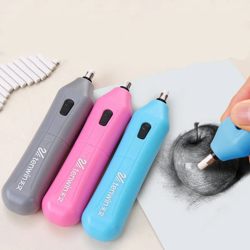 

1 Set Creative Practical Save Effort Electric Eraser Fashion Automatic Rotation Sketch Eraser For Kids Office School Tool