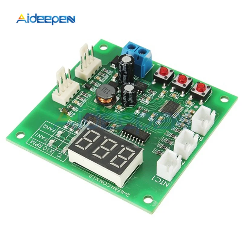 4 Wire 2 Channel PWM Fan Temperature Controller PC Fan Motor Speed Controller LED Digital Thermostat DC 12V 24V Heat Sink