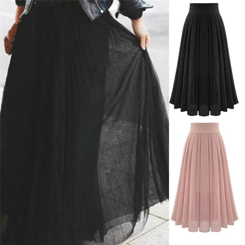 New Fashion 2018 Summer style skirts womens casual Sexy Party Chiffion High Waist Lace-up Hip Long Skirt Femme Saia Y04#N (1)