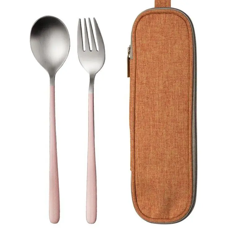 JueQi походный набор посуды столовые приборы из нержавеющей стали 304 кухонная посуда включает нож вилка чайные ложки - Цвет: Spoon fork 2PC D