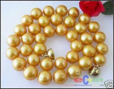 

Wholesale FREE SHIPPING >>> AAA 17"12MM ROUND GOLD FRESHWATER PEARL NECKLACE MAGNET