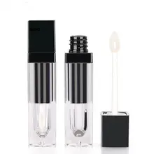 6ML Clear Lip Gloss Tube, Empty Black Lip Gloss Packaging Bottle, Square Shape Lip Blam Tube, Cosmetic Container F20171025