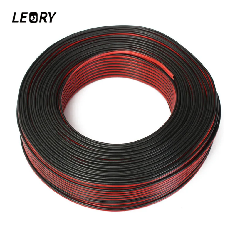 

LEORY Red Black Speaker Cable 100M Fine Diameter Core Pure Copper Audio Wire Home Stereo HiFi Car Audio System