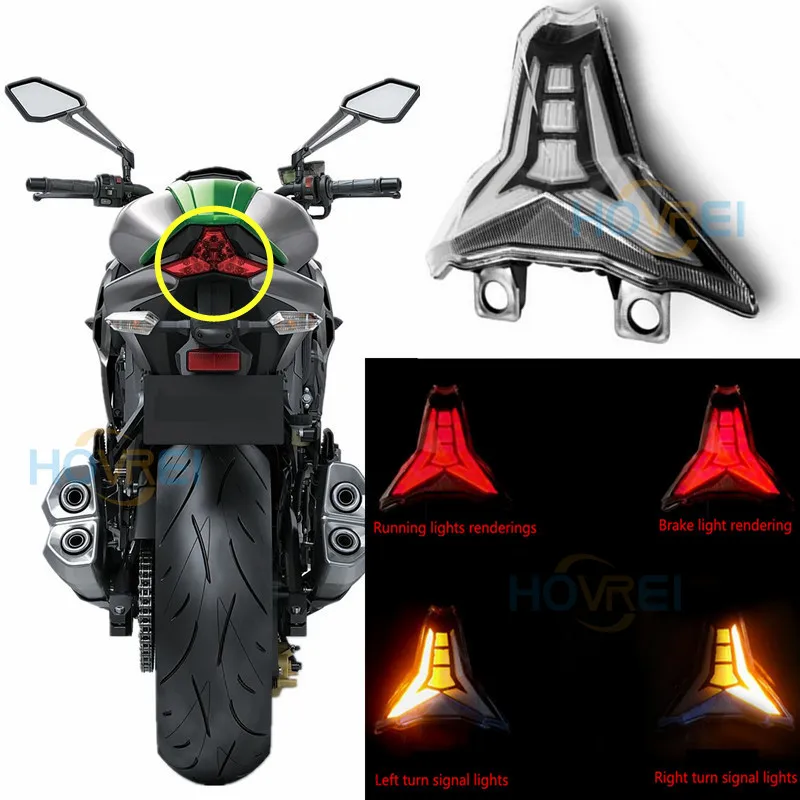 

For KAWASAKI Z1000 2014 2015 2016 17 18, ZX10R ZX-10R 16-18 NINJA 250 Integrated LED Brake Tail Light Turn signal Blinker Lamp