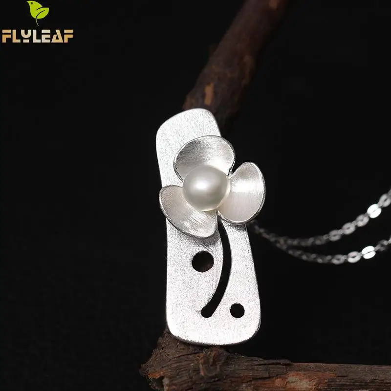 

925 Sterling Silver Imitation Pearl Flowers Necklaces & Pendants For Women High Quality Elegant Lady Sterling-silver-jewelry