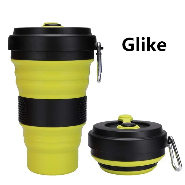 550ML 550 мл дорожная чашка, кружка, складная силиконовая чашка с крышкой, легкая кружка для воды, кофе, питья, для кемпинга, туризма, BPA бесплатно - Цвет: 550ML