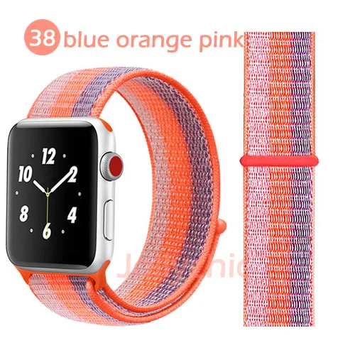 Дышащая повязка для apple Watch Series 4 3 2 полосы 44 мм 42 мм нейлон мягкая замена Спортивная петля для iwatch 4 3 2 1 40 мм 38 мм - Цвет ремешка: blue orange pink