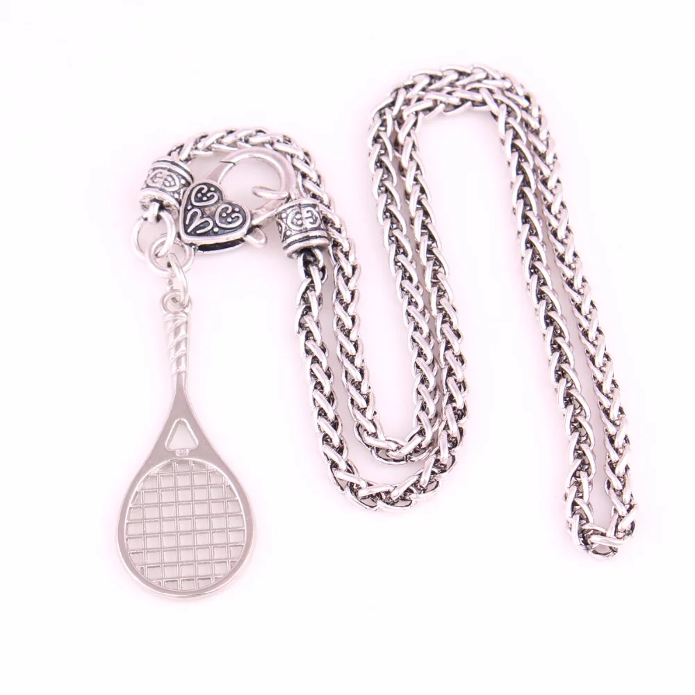 Drop shipping Tennis racket pendant with 18" wheat link Chain Tennis