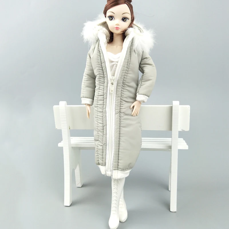 Симпатичное длинное пальто хлопковая одежда для кукол Барби, парка для 1/6 BJD кукла, детская игрушка, зимняя одежда, куртка, аксессуары для кукол