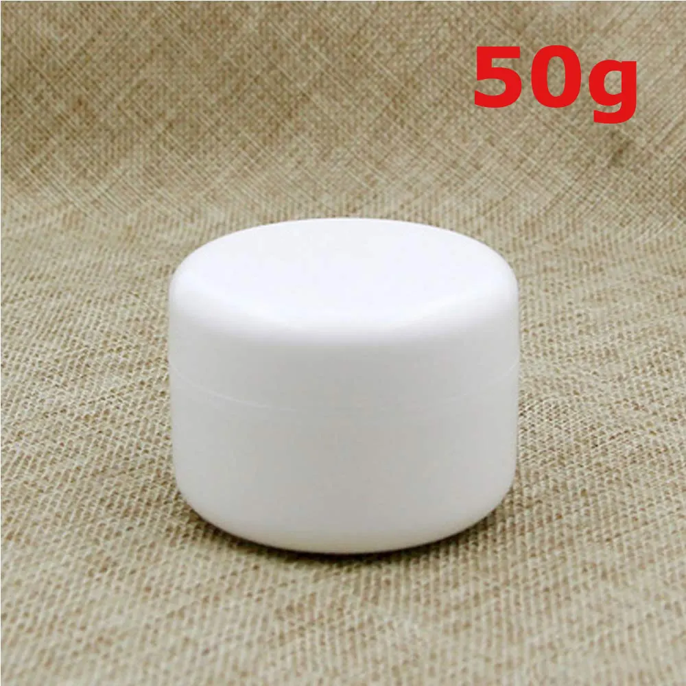 White x 50g 50 шт. для пробников пустой контейнеры банки горшки бутылки с крышками Обложка Чехлы для крема для лосьона, косметики косметика масла губ Бальзамы пигменты - Цвет: White x 50g
