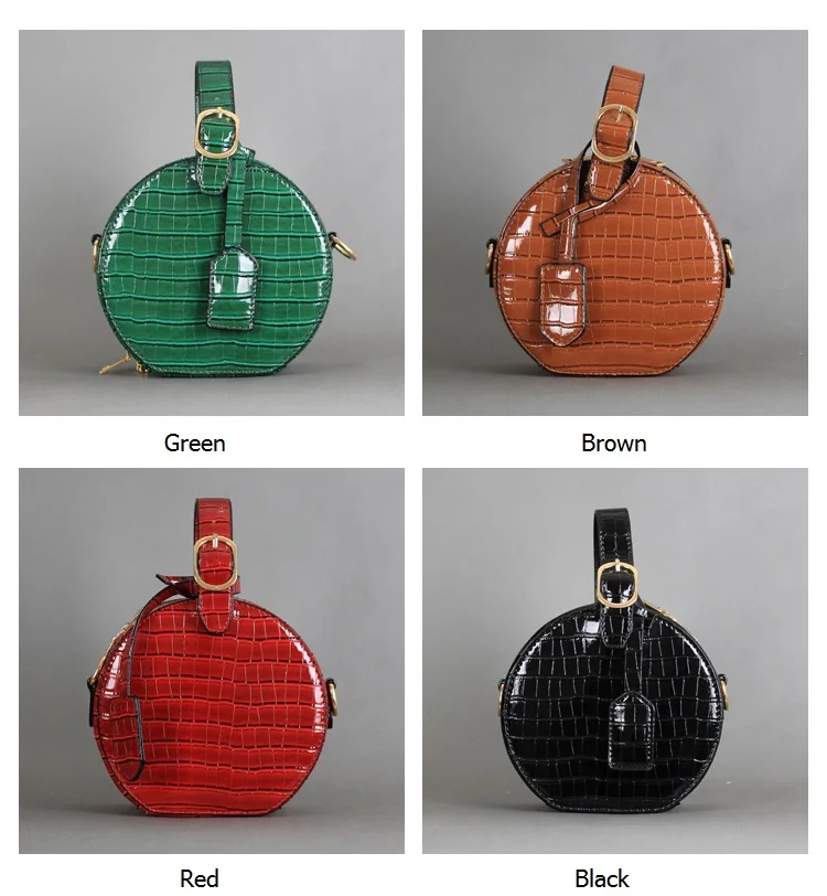 NIGEDU vintage Circular Women Handbags Famous Brand Crocodile Tote Bag  Alligator Ladies Chain Crossbody Bags PU Leather girls Messenger Bags (12)