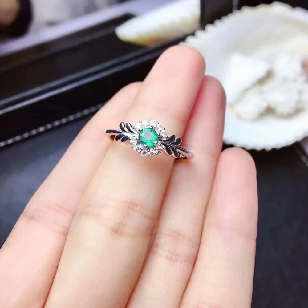 

SHILOVEM 925 sterling silver Natural Emerald rings classic fine Jewelry women wedding plant wholesale new 4*4mm mj0404991agml