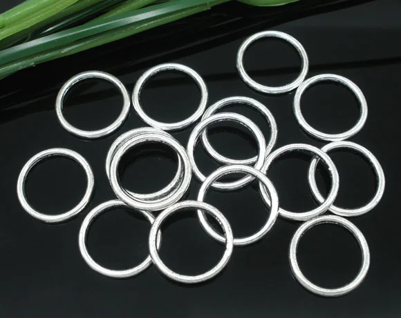 DoreenBeads 100 тусклых серебряных цветов припаянные закрытые Колечки 16 мм (B05426)|jump