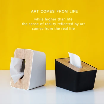 

Ins Nordic Storage Removable Roll Paper Wooden Tissue Box Home Bathroom Car Tissue Box Container Towel Napkin Log Tissue Holder