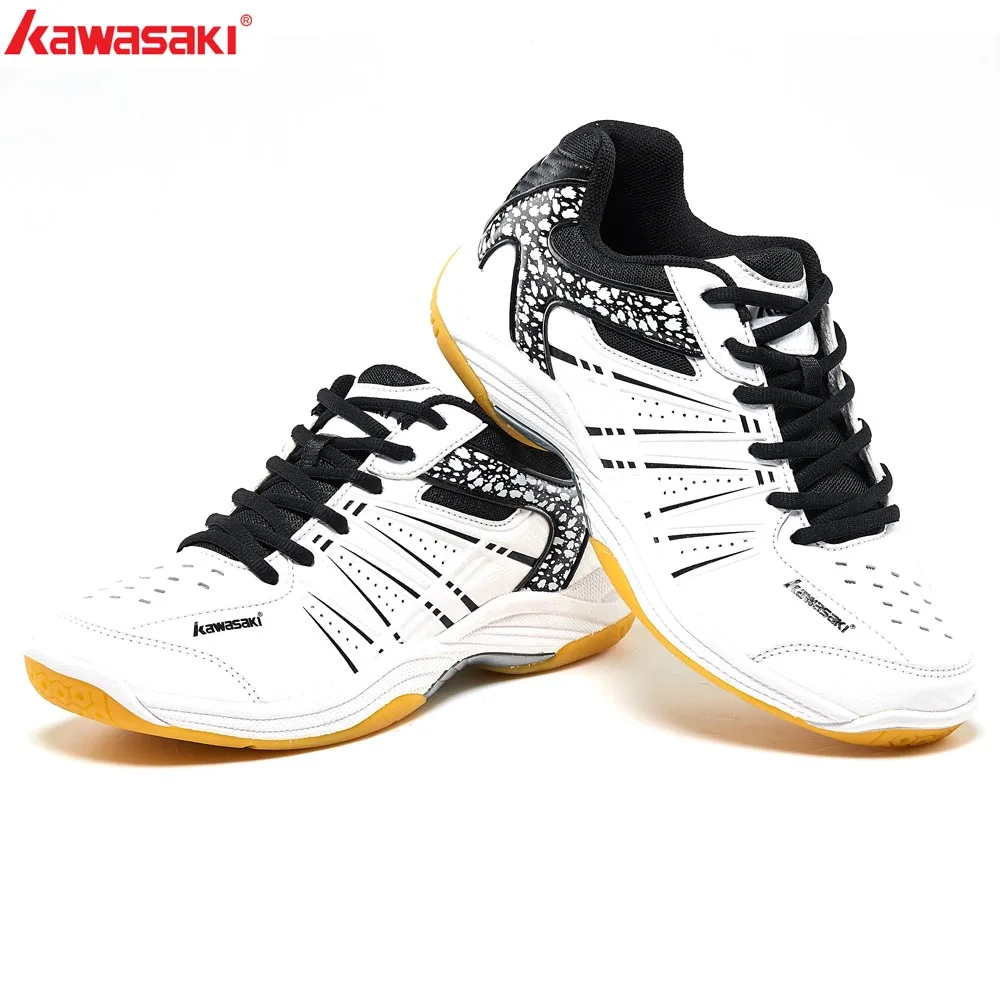  2019 KAWASAKI Professional Black White Badminton Shoes Lace Up Sneakers Breathable Men Women Indoor