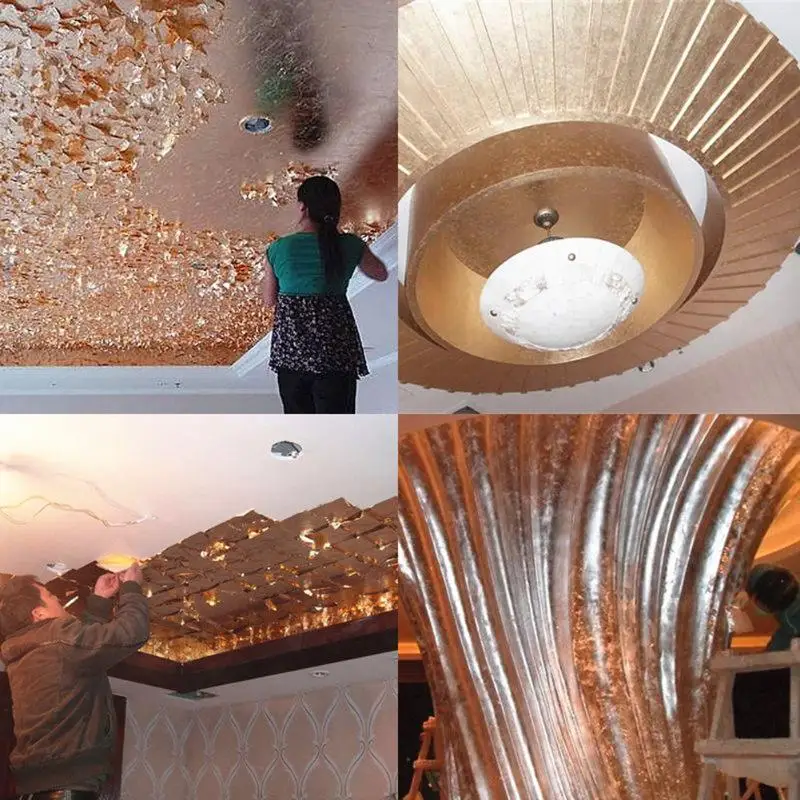 Металлические листы фольга 100 шт. золотые серебряные и медные листья для