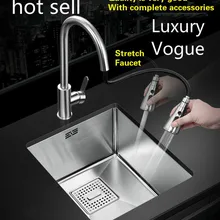 Стандартная труба кухонная ручная раковина одинарная мойка Мойка Посуды 304 нержавеющая сталь Горячая 39x43 см