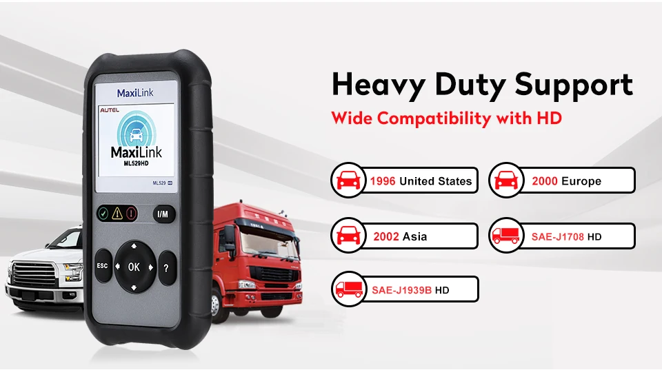 best car battery charger Autel MaxiLink ML529HD Car Diagnostic Tools Full EOBD Automotive OBD2 Scanner OBDII Auto Code Reader For Heavy Duty Truck car inspection equipment for sale