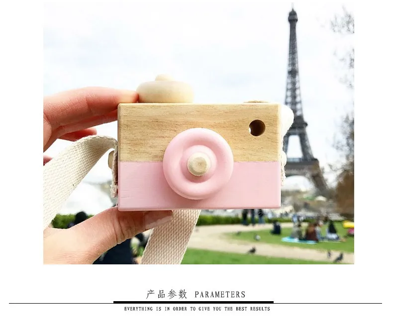 Vintage Wooden Camera Decoration Toy Baby Kids Hanging Camera Photography Prop Children Educational Toy Christmas Gifts