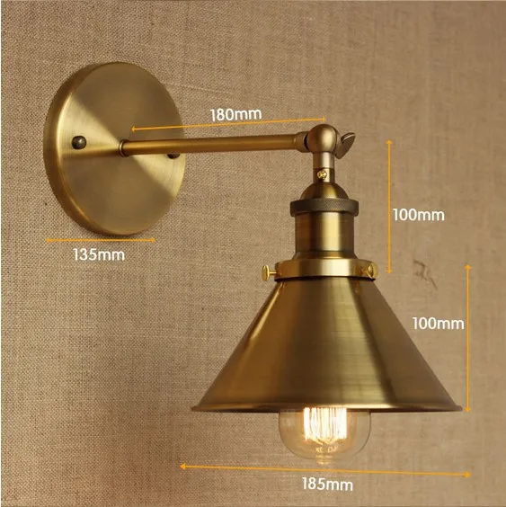 Wrought Iron Brass Vintage Wall Lamp Light For Cafe Room Edison Wall Sconce Arandela America Loft Industrial Style