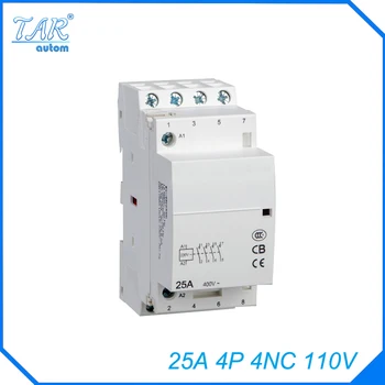 

Free shipping high quality 50/60Hz 25A 4P 4NC 110V 4-pole household mini DIN Rail modular AC contactor
