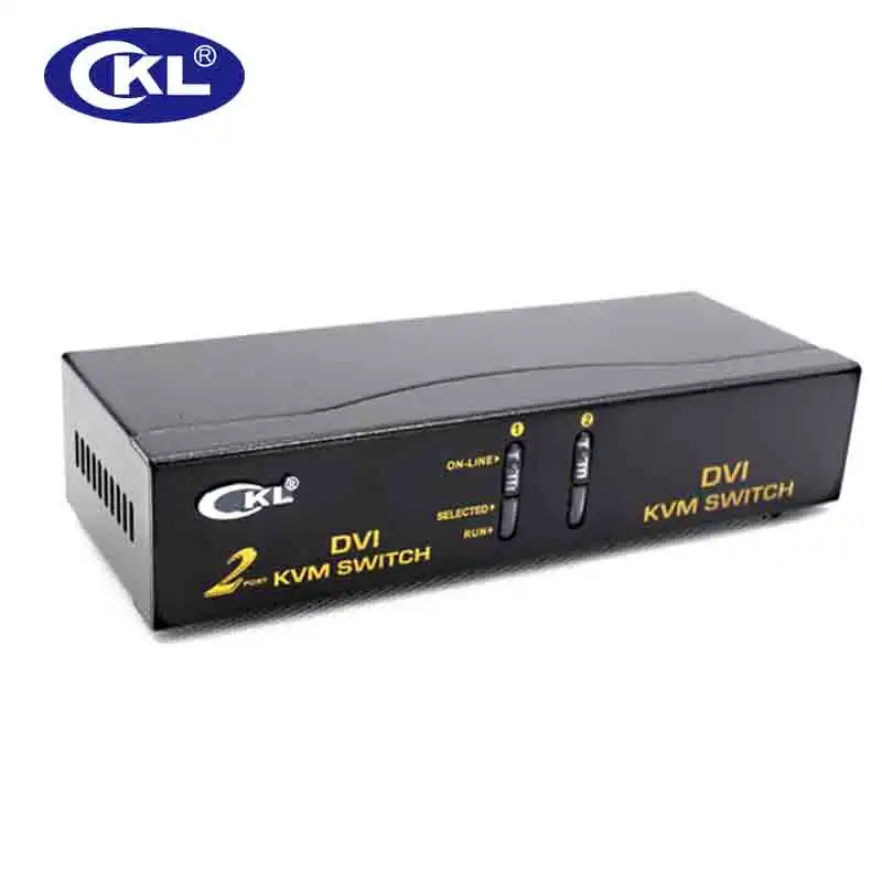 CKL 2 порта USB черный металлический DVI KVM переключатель в 1 выключатель для