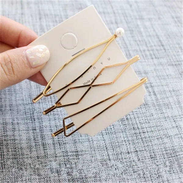 AOMU-1SET-Metal-Minimalist-Hair-Accessories-Geometric-Irregular-Gold-Color-Hair-Clip-Imitiation-Pearl-Hairpin-Barrettes