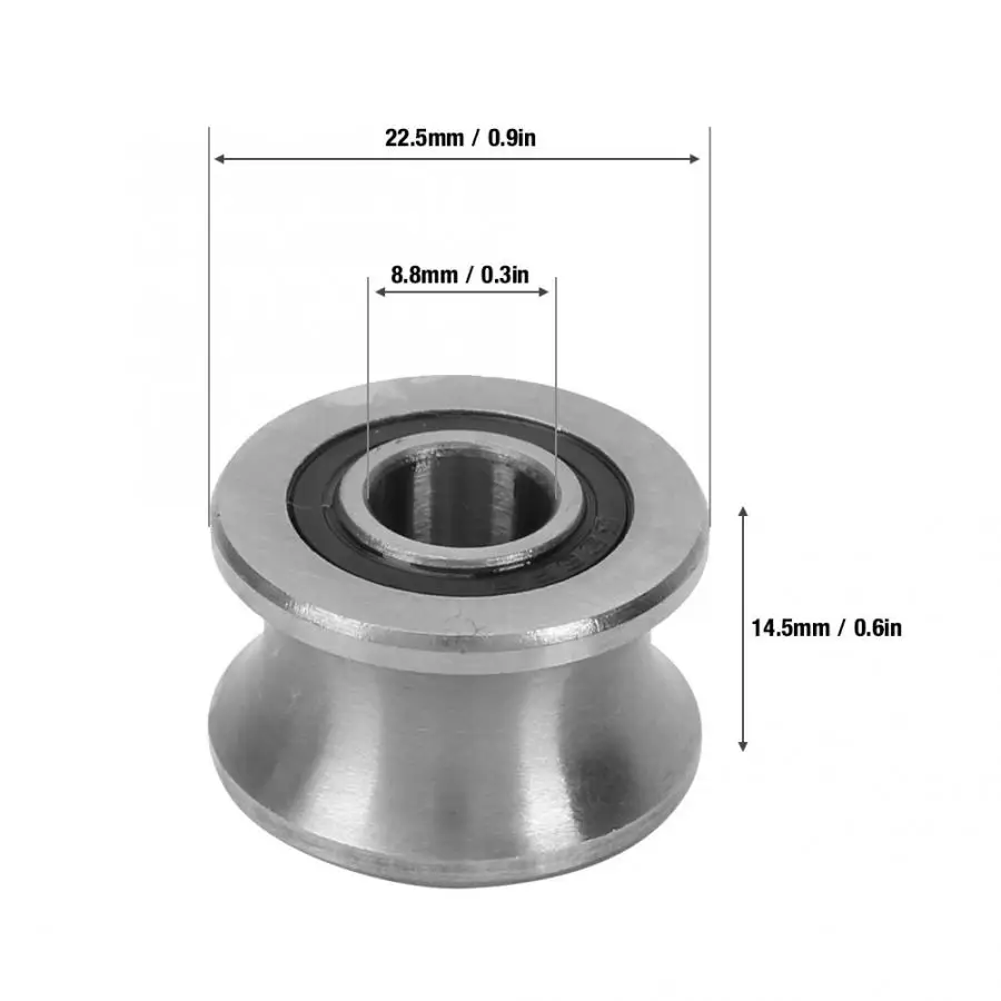 8X22.5X14.5mm U22 u образный круглый нижний трек паз шкив подшипник скользящие ролики