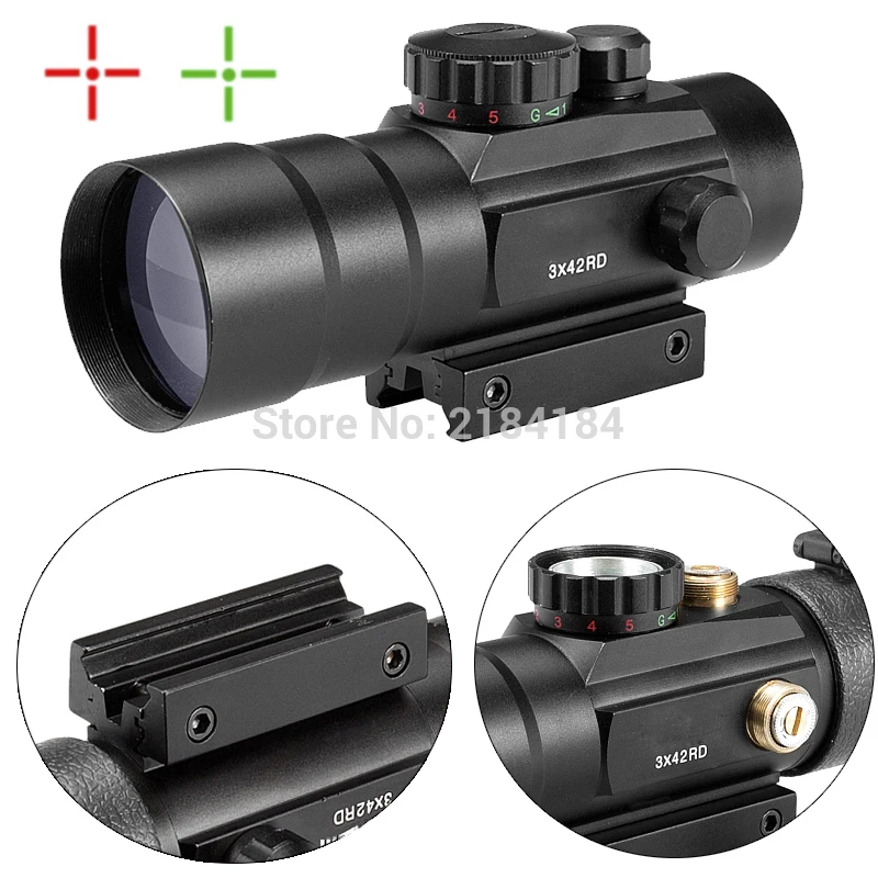 

3x42 11/20mm Rail Mounts Tactical Riflescope Sight Scope Hunting Holographic Red Dot Optical Telescopic For Air Rifle