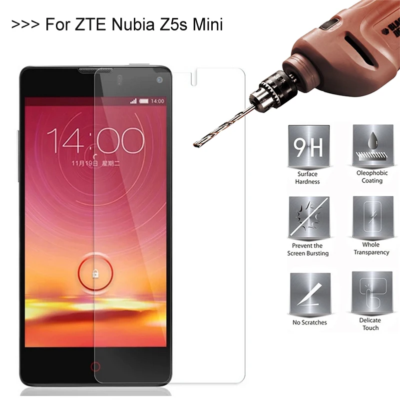 

9H 2.5D 0.26mm Tempered Glass Protector For ZTE Nubia Z5s Mini Z5sMini NX404H NX403A Screen Toughened Protective Film Cover