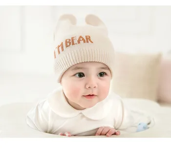 

Baby hats New Style Baby knitting Cap Wool Autumn Winter Toddler Kids Bear Caps Knitting Cap Good Quality 5 colors