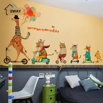 

EWAYS Cartoon Animals Wall Stickers DIY Children Mural Decals for Kids Rooms Baby Bedroom Wardrobe Door Decoration
