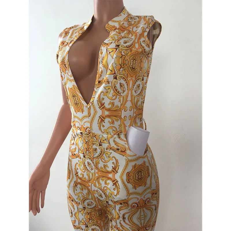 2020 Summer Women Jumpsuit Romper Yellow Floral Jumpsuits Long Pants Elegant Vintage Bodies Ladies Sexy V Neck Combinaison Femme 2020 Summer Women Jumpsuit Romper Yellow Floral Jumpsuits Long Pants Elegant Vintage Bodies Ladies Sexy V Neck Combinaison Femme