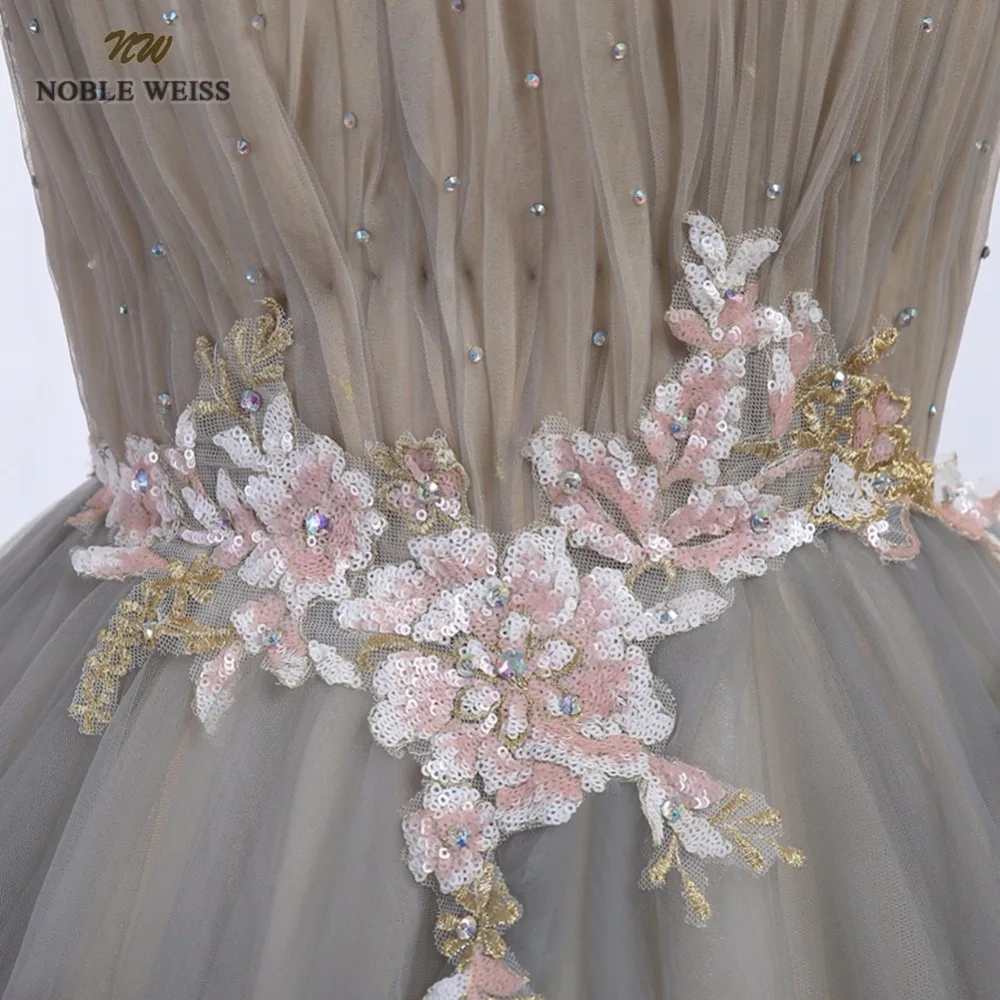 Благородный WEISS бальное платье Бальные платья с складочный орнамент цветок тюль o-образным вырезом длиной до пола вечернее платье для выпускного вечера
