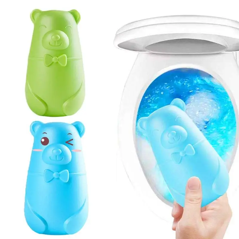 

Cute Bear Toilet Cleaner Magic Automatic Flush Toilet Cleaner Helper Blue Bubble Cleaning Deodorizes Bathroom 65 Days Use