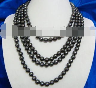 

ddh002103 Long 8mm Round Tahiti Black Mother of Pearl Or SouthSea Shell Necklace 80inch