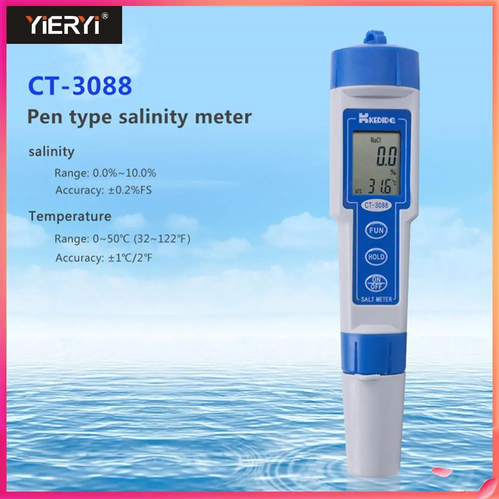 

Yieryi Digital Waterproof Salt Meter Range 0.0%To 10.0% Aquarium Water Quality Salt Pool Tester Pen Type Tester Salinometer