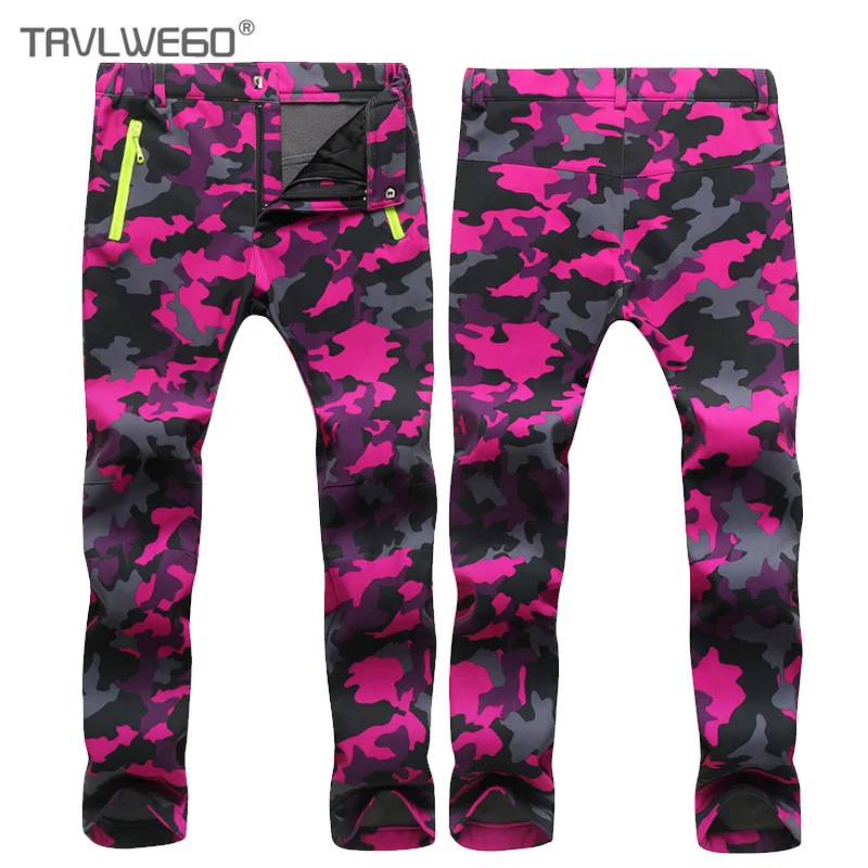 

TRVLWEGO Women Winter Fleece Waterproof Outdoor CamouflagePants Soft shell Trousers Camp Trekking Climb Hiking Sport Travel