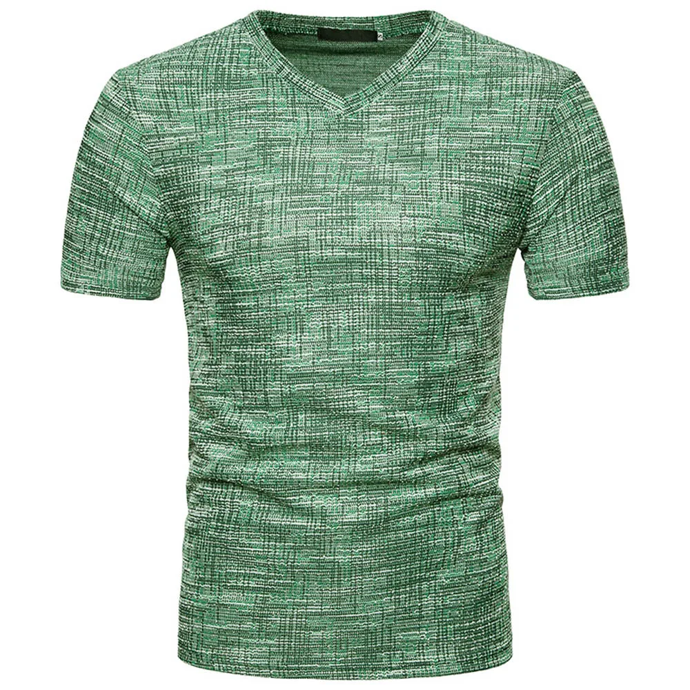 

T shirt Men Summer Casual Soid Hole V Neck Pullover T-shirt Top Blouse For Male tshirt streetwear c0325