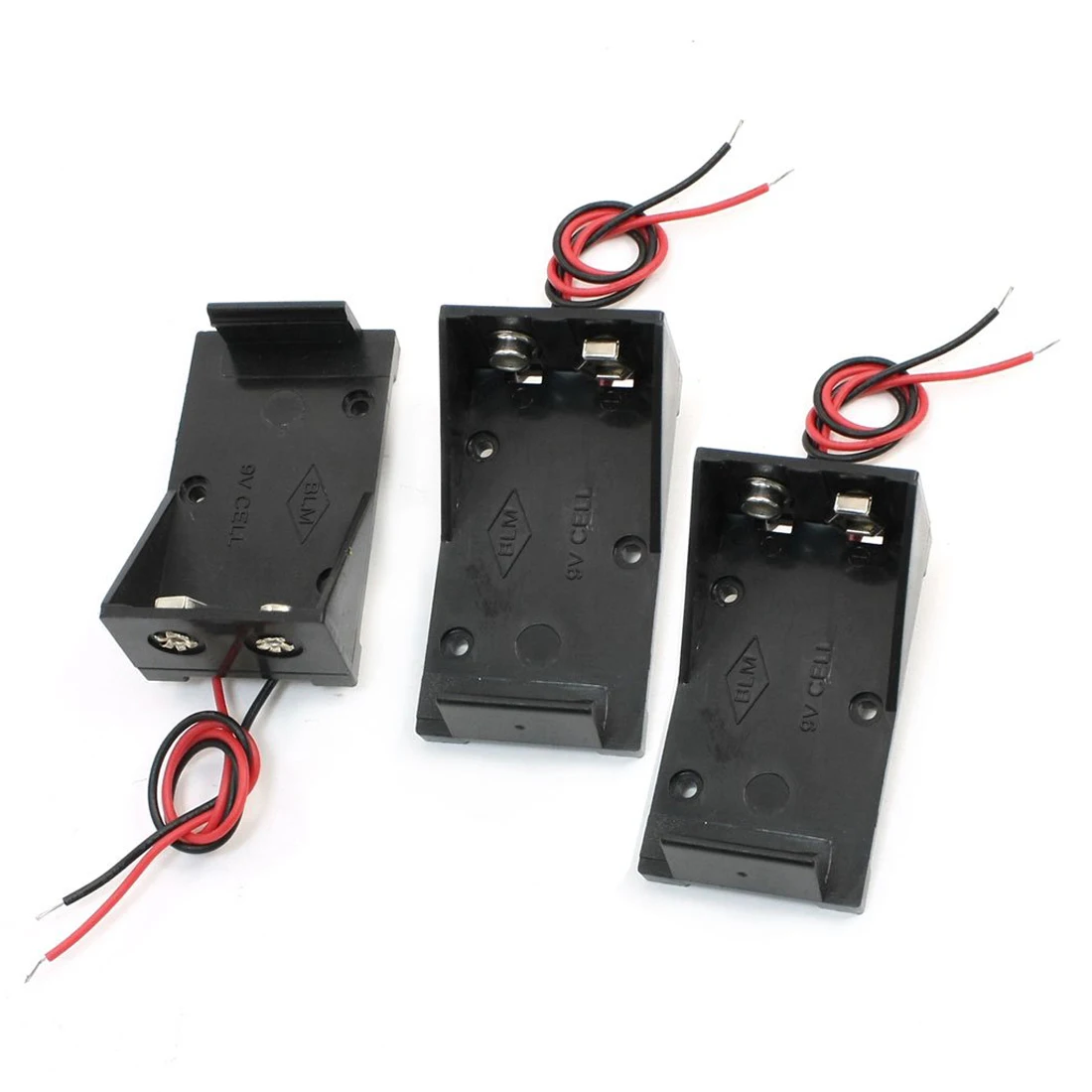 Brand New 3 Pcs Black 5.5" Wire 9V Volt Batteries Holder Case Box Base