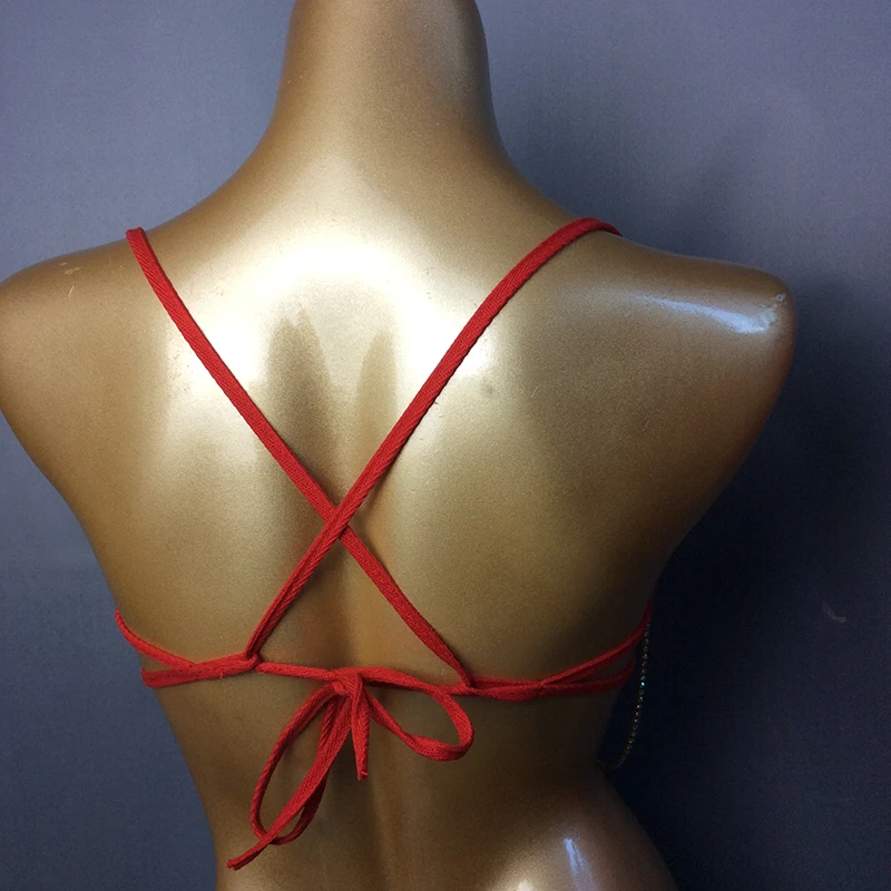Samba Carnival Bra Rainbow Pink & RED Stone Belly dancing WIRE BRA FREE SHIPPING BB024