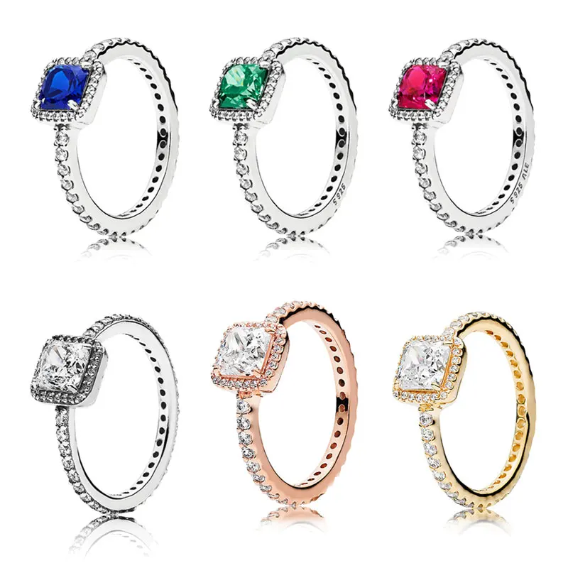 Tisvina Элегантные кольца для женщин 925 стерлингового серебра бренд Логотип Цветной Циркон Кристалл Свадебные украшения подарок